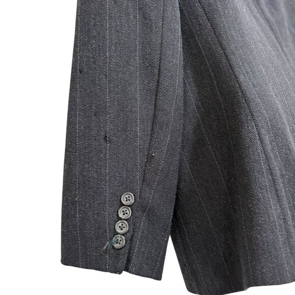 Lauren Ralph Lauren Black Pinstripe Wool Blazer Size 10 - Picture 2 of 11